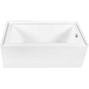 image:imageAqua Eden CVTDE603122R2 60 Acrylic Rectangular 3Wall Alcove Tub Right Hand Drain Glossy WhitePolished BrassGlossy WhiteBrushed Nickel