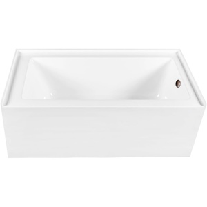 image:imageAqua Eden CVTDE603122R2 60 Acrylic Rectangular 3Wall Alcove Tub Right Hand Drain Glossy WhitePolished BrassGlossy WhiteOil Rubbed Bronze