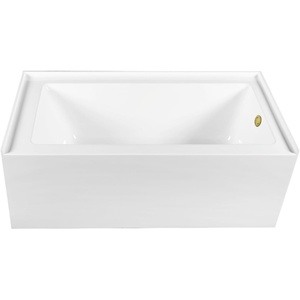 image:imageAqua Eden CVTDE603122R2 60 Acrylic Rectangular 3Wall Alcove Tub Right Hand Drain Glossy WhitePolished BrassGlossy WhitePolished Brass