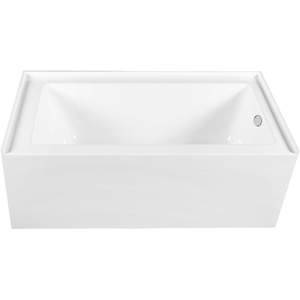 image:imageAqua Eden CVTDE603122R2 60 Acrylic Rectangular 3Wall Alcove Tub Right Hand Drain Glossy WhitePolished BrassGlossy WhitePolished Chrome