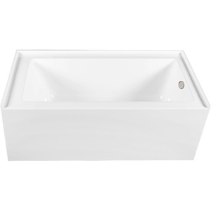 image:imageAqua Eden CVTDE603122R2 60 Acrylic Rectangular 3Wall Alcove Tub Right Hand Drain Glossy WhitePolished BrassGlossy WhitePolished Nickel