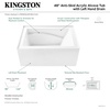 image:imageAqua Eden VTAM4832L22D 48Inch AntiSkid Acrylic 3Wall Alcove Tub with Left Hand Drain Glossy White