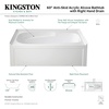 image:imageAqua Eden VTAM6031R21A 60Inch AntiSkid Acrylic 3Wall Alcove Tub with Right Hand Drain Hole WhiteWhite
