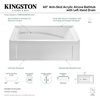 image:imageAqua Eden VTAM6032L22D 60Inch AntiSkid Acrylic 3Wall Alcove Tub with Left Hand Drain Hole WhiteWhite