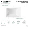 image:imageAqua Eden VTAP4836L22 48Inch Acrylic 3Wall Alcove Tub with Left Hand Drain Glossy White