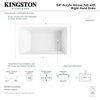 image:imageAqua Eden VTAP5436R22 54Inch Acrylic 3Wall Alcove Tub with Right Hand Drain Glossy White