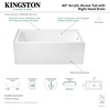 image:imageAqua Eden VTAP603222R 60Inch Acrylic 3Wall Alcove Tub with Right Hand Drain Hole WhiteGlossy White