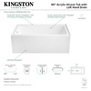 image:imageAqua Eden VTAP6032L22 60Inch Acrylic 3Wall Alcove Tub with Left Hand Drain Hole Glossy WhiteGlossy White