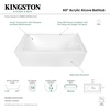 image:imageKINGSTON BRASS VTDE603122R 60Inch Contemporary Alcove Acrylic Bathtub with Right Hand Drain and Overflow Holes WhiteRight Hand Drain