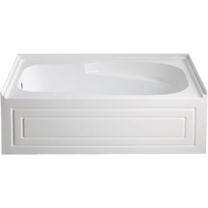 image:imageAqua Eden VTAM6031L21B 60Inch AntiSkid Acrylic 3Wall Alcove Tub with Left Hand Drain Hole WhiteWhite