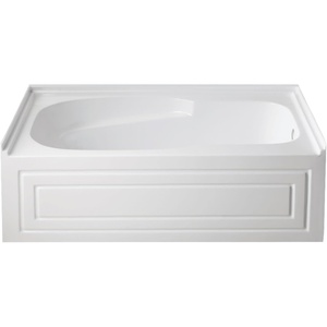 image:imageAqua Eden VTAM6031R21B 60Inch AntiSkid Acrylic 3Wall Alcove Tub with Right Hand Drain Hole White