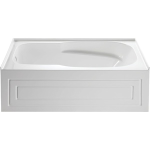 image:imageAqua Eden VTAP6031L21C 60Inch AntiSkid Acrylic 3Wall Alcove Tub with Left Hand Drain Hole WhiteWhite