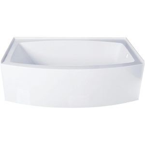 image:imageAqua Eden VTDR663222R 66Inch Acrylic Curved Apron 3Wall Alcove Tub with Right Hand Drain Glossy White