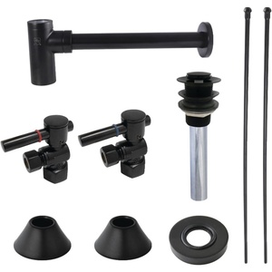 image:imageKingston Brass CC43106DLVKB30 Trimscape Modern Plumbing Sink Trim Kit with Bottle Trap and Drain in Polished NickelMatte Black