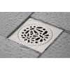 image:imageFloral 4 Brass Square Grid Shower Drain with Hair Strainer Brushed Nickel