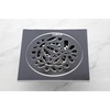 image:imageFloral 4 Brass Square Grid Shower Drain with Hair Strainer Polished Chrome