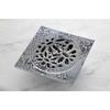 image:imageFloral 4 Brass Square Grid Shower Drain with Hair Strainer Polished Chrome