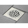 image:imageFloral 4 Brass Square Grid Shower Drain with Hair Strainer Polished Nickel