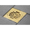 image:imageSymmetric 4 Brass Square Grid Shower Drain with Hair Strainer Brushed Brass