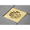 image:imageSymmetric 4 Brass Square Grid Shower Drain with Hair Strainer Brushed Brass