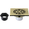 image:image4 Brass Square Grid Shower Drain with Hair Strainer Antique Brass