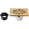 image:image4 Brass Square Grid Shower Drain with Hair Strainer Brushed Brass