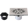 image:image4 Brass Square Grid Shower Drain with Hair Strainer Brushed Nickel