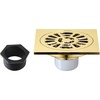 image:image4 Brass Square Grid Shower Drain with Hair Strainer Polished Brass