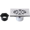 image:image4 Brass Square Grid Shower Drain with Hair Strainer Polished Chrome