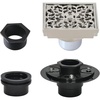image:image4 Brass Square Grid Shower Drain with Hair Strainer and Base Flange Polished Nickel