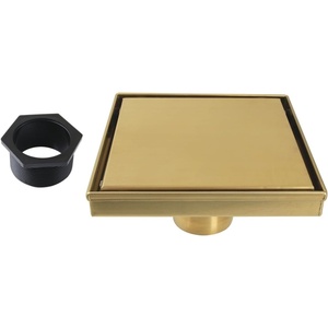 image:image6 Stainless Steel Square Shower Drain with Hair Catcher Brushed Brass