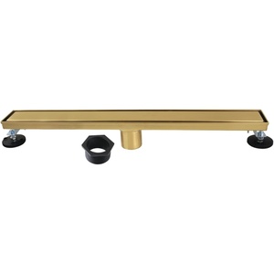 image:imageKingston Brass BSF2427 Watercourse 24 Stainless Steel Linear Shower Drain with Reversible Tile Insert and Flat Grate Brushed Brass