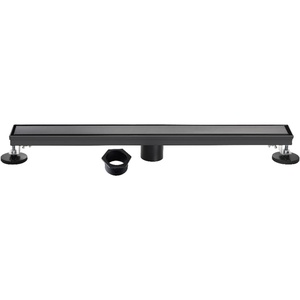 image:imageKingston Brass BSF4821 Watercourse 48 Stainless Steel Linear Shower Drain with Reversible Tile Insert and Flat Grate Polished ChromeMatte Black