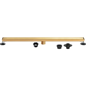 image:imageKingston Brass BSFK6027 Watercourse 60 Stainless Steel Linear Shower Drain with Reversible Tile Insert and Flat Grate Drain with Base Flange and Hair Strainer Brushed BrassBrushed Brass