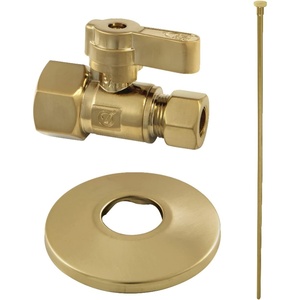 image:imageKingston Brass KF43158TKF20 Toilet Supply Kit 12 FIP x 38 OD Comp Straight Valve Brushed NickelBrushed Brass