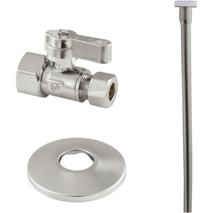 image:imageKingston Brass KF43158TKF20 Toilet Supply Kit 12 FIP x 38 OD Comp Straight Valve Brushed NickelBrushed Nickel