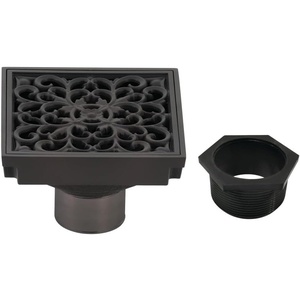 image:imageScroll 4 Brass Square Grid Shower Drain with Hair Strainer Oil Rubbed Bronze