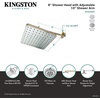 image:imageKingston Brass KX4648K8 Fortress 8Inch Square Raindrop ABS Shower Head with 10Inch HighLow Shower Arm in Brushed NickelBrushed Nickel