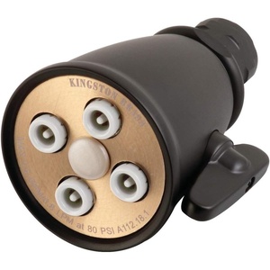 image:imageKingston Brass K137A3 Shower Scape 2516Inch Round Adjustable Jet Spray Brass Shower Head in Antique BrassMatte Black