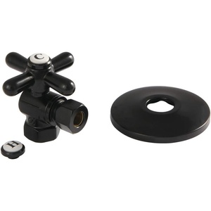 image:imageKingston Brass CC33100XK 38 IPS X 38 OD Comp QuarterTurn Angle Stop Valve with Flange Matte BlackMatte Black