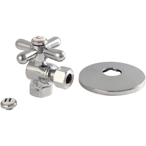 image:imageKingston Brass CC33100XK 38 IPS X 38 OD Comp QuarterTurn Angle Stop Valve with Flange Matte BlackPolished Chrome