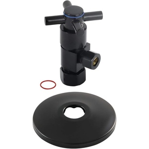 image:imageKingston Brass CD53300DXK 58 OD x 38 OD AntiSeize Deluxe Quarter Turn Ceramic Hardisc Cartridge Angle Stop with Flange Matte BlackMatte Black