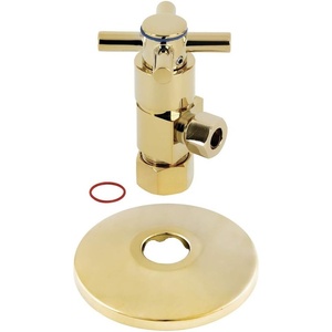image:imageKingston Brass CD53300DXK 58 OD x 38 OD AntiSeize Deluxe Quarter Turn Ceramic Hardisc Cartridge Angle Stop with Flange Matte BlackPolished Brass