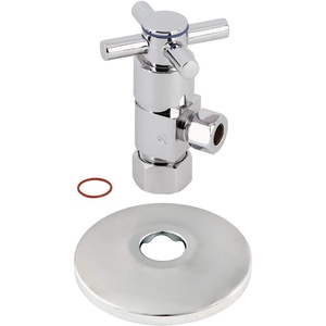 image:imageKingston Brass CD53300DXK 58 OD x 38 OD AntiSeize Deluxe Quarter Turn Ceramic Hardisc Cartridge Angle Stop with Flange Matte BlackPolished Chrome