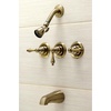 image:imageKingston Brass KB238AL Tub and Shower Faucet with 3Lever Handles Satin Nickel5Inch Spout ReachAntique Brass