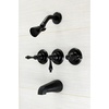 image:imageKingston Brass KB238AL Tub and Shower Faucet with 3Lever Handles Satin Nickel5Inch Spout ReachMatte Black
