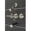image:imageKingston Brass KB238AL Tub and Shower Faucet with 3Lever Handles Satin Nickel5Inch Spout ReachPolished Nickel