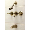 image:imageKingston Brass KB238AL Tub and Shower Faucet with 3Lever Handles Satin Nickel5Inch Spout ReachPolished Nickel