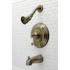 image:imageKingston Brass KB3633PX Restoration SingleHandle Pressure Balanced Tub and Shower Faucet in Antique BrassPolished Chrome