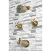 image:imageKingston Brass KBX8141BX Metropolitan DoubleHandle Tub and Shower Faucet in Polished ChromeAntique Brass